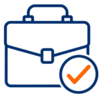 Briefcase with checkmark representing business experience