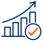 Rising growth chart with checkmark representing better business results