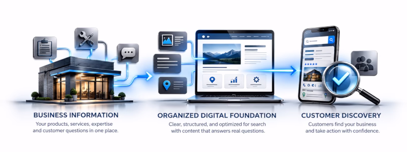 Business information organized into a digital foundation that helps customers discover your business